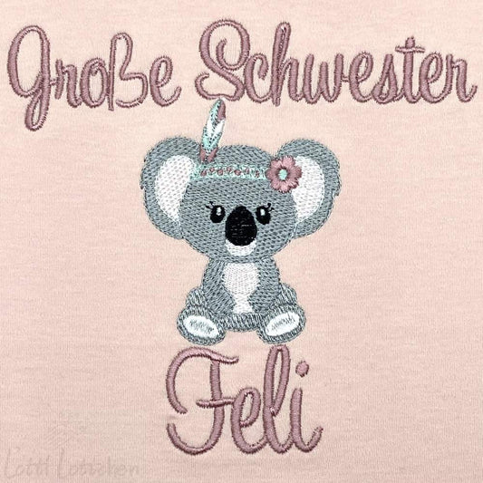 Hochwertig-besticktes-Geschwistershirt-Koala-mit-Name-Lotti-Lottchen