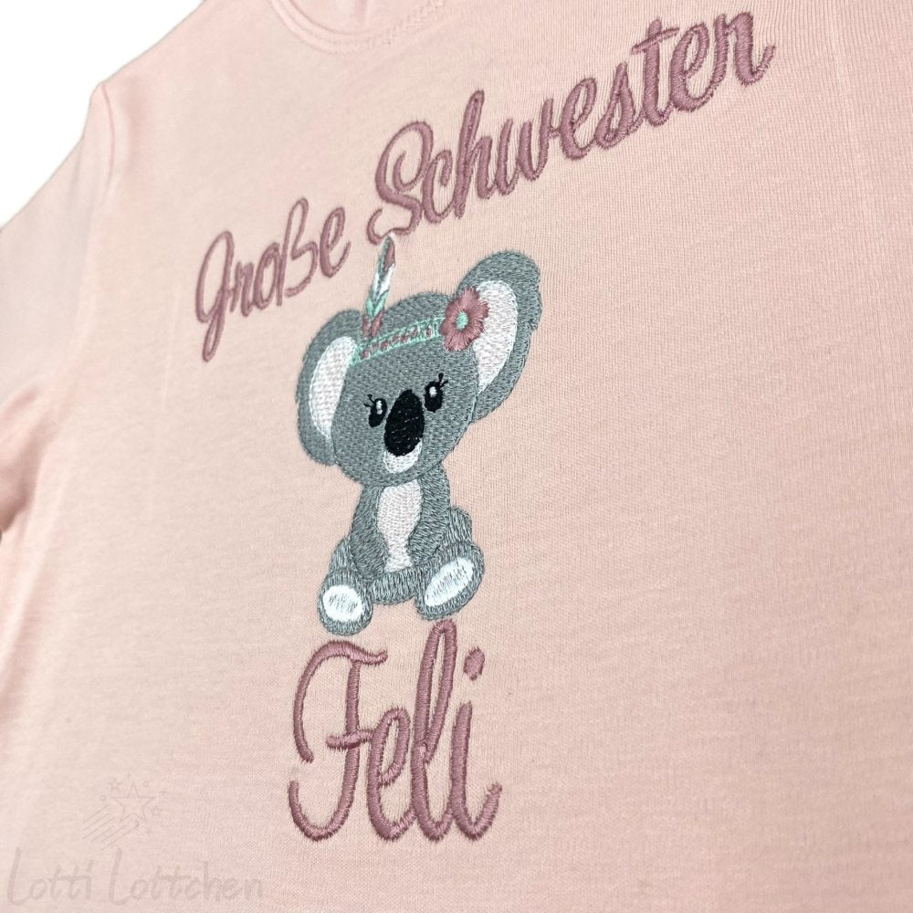 Hochwertig-besticktes-Geschwistershirt-Koala-mit-Name-Lotti-Lottchen