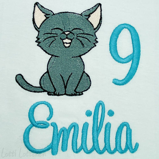 Personalisiertes Geburtstagsshirt mit Katze