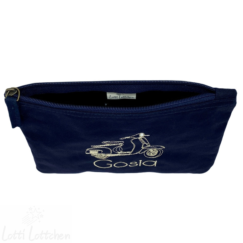 Personalisierte Kosmetiktasche mit Name und Vespa