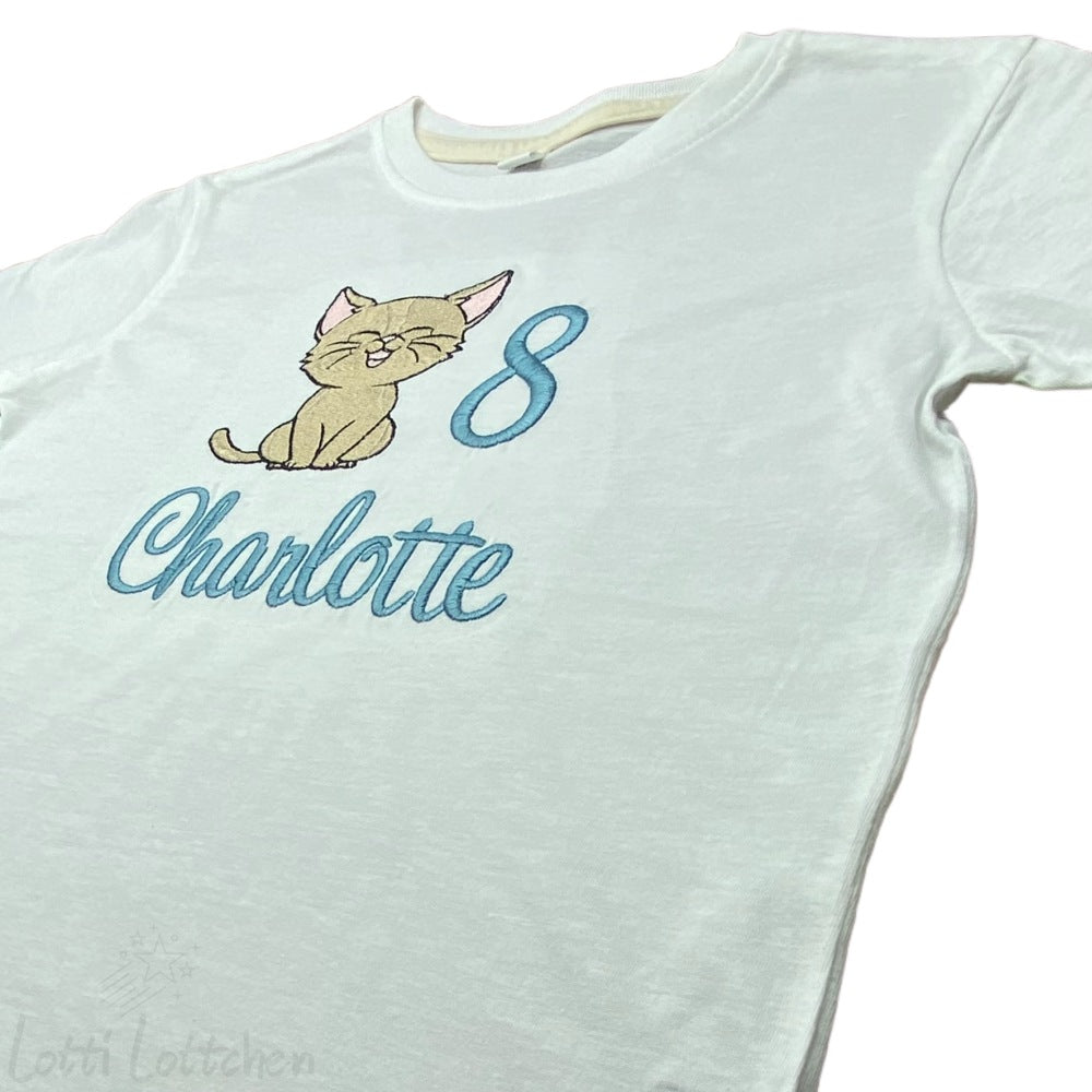 Personalisiertes Geburtstagsshirt mit Katze