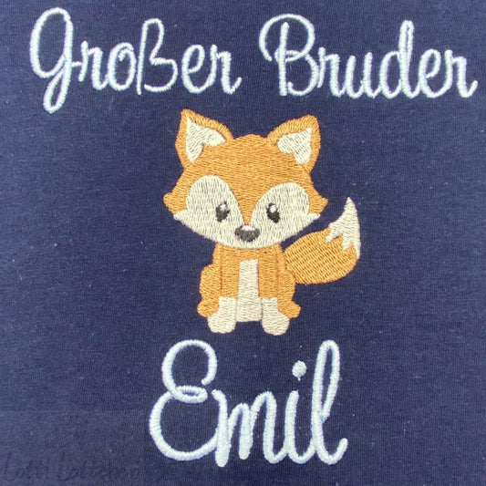 Hochwertig-besticktes-Geschwistershirt-Fuchs-mit-Name-Lotti-Lottchen