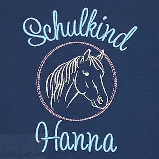 Hochwertig-besticktes-Schulkindshirt-Pferdekopf-mit-Name-Lotti-Lottchen