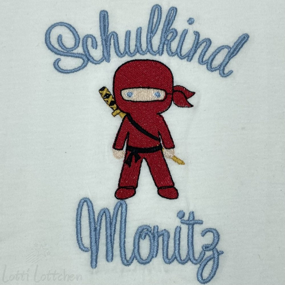 Hochwertig-besticktes-Schulkindshirt-Ninja-mit-Name-Lotti-Lottchen