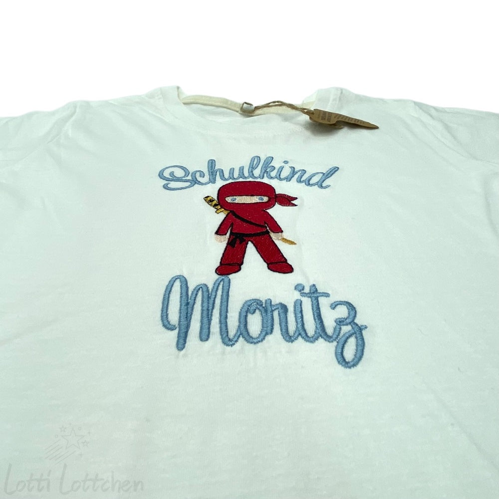 Hochwertig-besticktes-Schulkindshirt-Ninja-mit-Name-Lotti-Lottchen