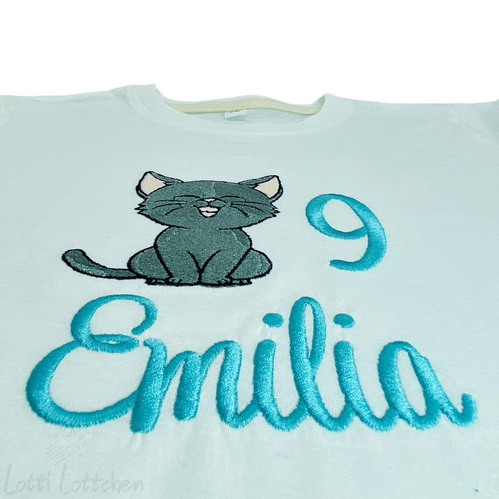 Personalisiertes Geburtstagsshirt mit Katze